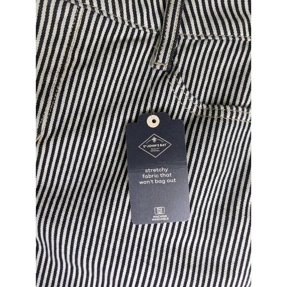 St. John's Bay Women's Jeans Size 8P Blue & White Striped Denim Capri - Picture 5 of 14